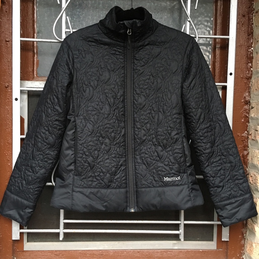 Marmot black quilted insulated jacket small zip up